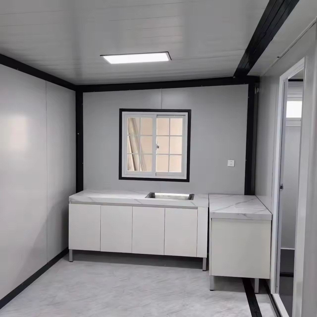 Slide folding container house unfolding on site
